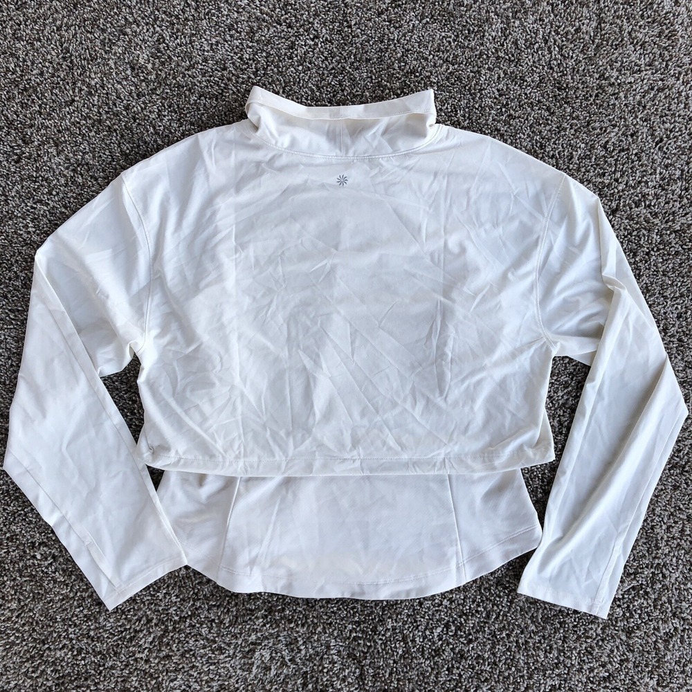 Athleta Whistler Hybrid Top Womens L White Layered Fleece Lined Performance $129 - Picture 6 of 12
